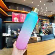 Gradient Color 1000ml Water Bottle with Time Marker
