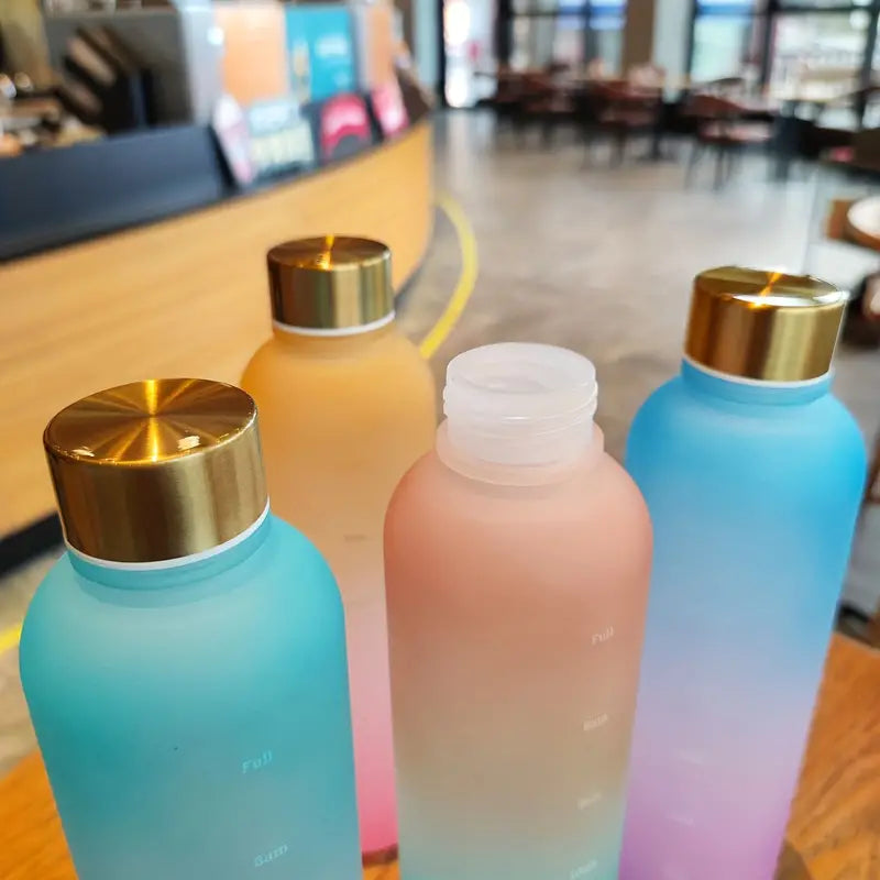 Gradient Color 1000ml Water Bottle with Time Marker